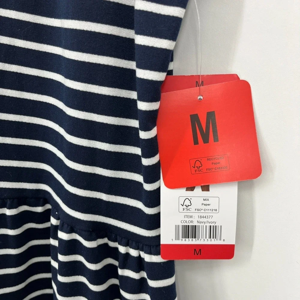 Nautica‎ Jeans Mini Dress Women's Size M Navy Blue Striped Collar New NWT